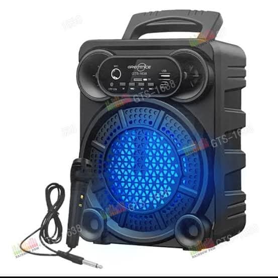 Greatnice GTS-1638 4 Inch Wireless Bluetooth Speaker with Mic – FM Radio, USB, Rechargeable Battery, HD Sound, Portable Outdoor Speaker - Image 1