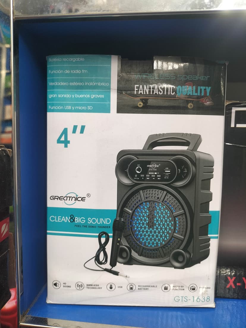 Greatnice GTS-1638 4 Inch Wireless Bluetooth Speaker with Mic – FM Radio, USB, Rechargeable Battery, HD Sound, Portable Outdoor Speaker - Image 2